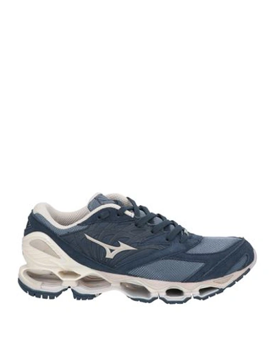 Mizuno Man Sneakers Slate Blue Size 11.5 Soft Leather, Textile Fibers In Blue