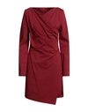 Plein Sud Woman Mini Dress Brick Red Size 10 Viscose, Polyamide, Elastane