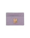 Moschino Card Holder With Gold Plaque In Purple