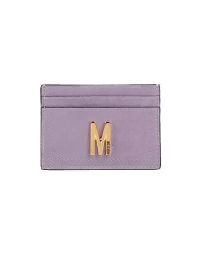 Moschino Card Holder With Gold Plaque In Lilac