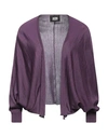 Alpha Studio Woman Cardigan Purple Size 8 Merino Wool, Tencel