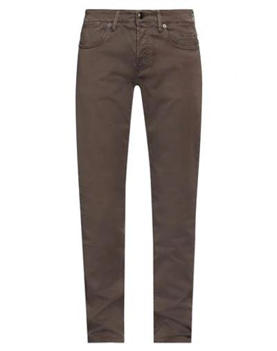 Siviglia Man Pants Dark Brown Size 31 Cotton, Elastane