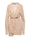 Pink Memories Woman Cardigan Beige Size 10 Acrylic, Mohair Wool, Polyamide, Wool