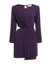 Soallure Woman Mini Dress Dark Purple Size 6 Polyester, Elastane