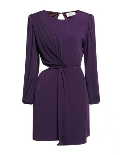 Soallure Woman Mini Dress Dark Purple Size 6 Polyester, Elastane