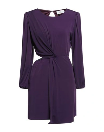 Soallure Woman Mini Dress Dark Purple Size 6 Polyester, Elastane In Purple