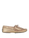 Tod's Woman Loafers Gold Size 5 Soft Leather In Gold