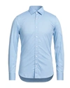 Massimo Rebecchi Man Shirt Azure Size 17 ½ Cotton, Elastane In Blue