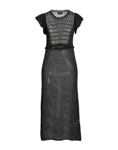 Liu •jo Woman Midi Dress Black Size S Viscose, Polyester, Metallic Polyester