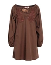 Animagemella Woman Mini Dress Brown Size 10 Cotton, Nylon, Elastane