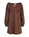 Animagemella Woman Mini Dress Brown Size 10 Cotton, Nylon, Elastane In Brown
