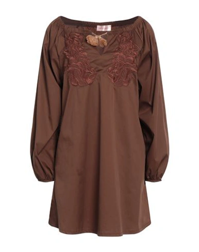 Animagemella Woman Mini Dress Brown Size 6 Cotton, Nylon, Elastane