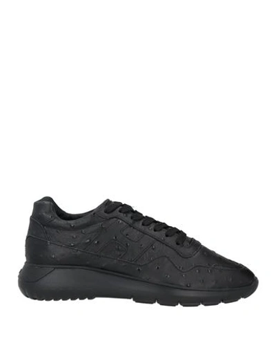 Hogan Man Sneakers Black Size 7.5 Soft Leather, Textile Fibers