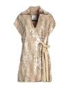 Erika Cavallini Woman Shirt Camel Size 6 Polyester, Virgin Wool, Elastane In Beige