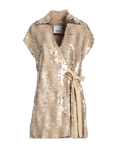 Erika Cavallini Woman Top Camel Size 6 Polyester, Virgin Wool, Elastane In Beige
