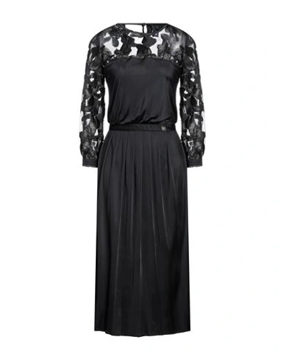 Cavalli Class Woman Midi Dress Black Size 8 Viscose, Polyester