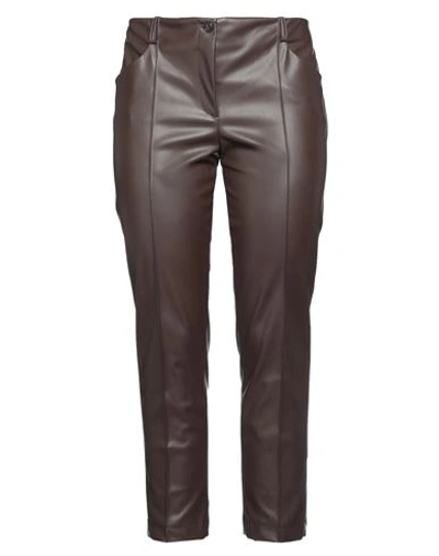 Thomas Rath Woman Pants Dark Brown Size 16 Polyester, Polyurethane