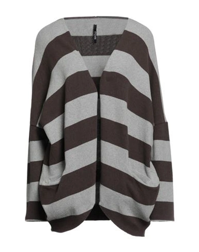 Empathie Woman Cardigan Dark Brown Size S Cotton, Acrylic, Elastane In Brown