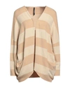 Empathie Woman Cardigan Sand Size M Cotton, Acrylic, Elastane In Beige