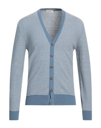 Abkost Man Cardigan Pastel Blue Size 36 Cotton, Linen