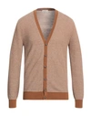 Abkost Man Cardigan Brown Size 40 Cotton, Linen