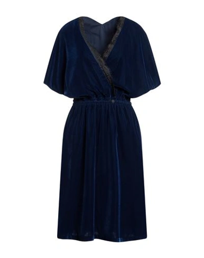 Cavalli Class Woman Midi Dress Blue Size 10 Polyester
