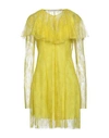 Philosophy Di Lorenzo Serafini Semi-sheer Lace Mini Dress In Yellow
