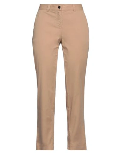 0039 Italy Woman Pants Sand Size S Cotton, Elastane In Beige