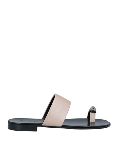 Giuseppe Zanotti Man Toe Strap Sandals Beige Size 13 Soft Leather