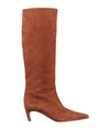 Ilio Smeraldo Woman Knee Boots Tan Size 10 Soft Leather In Brown