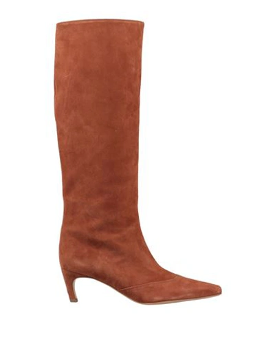 Ilio Smeraldo Woman Knee Boots Tan Size 10 Soft Leather In Brown
