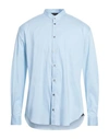Emporio Armani Man Shirt Pastel Blue Size S Cotton, Polyamide, Elastane