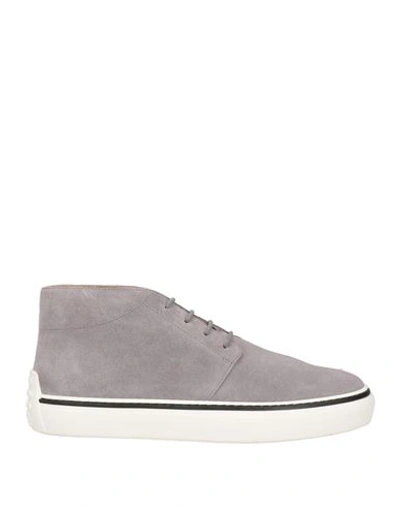 Tod's Man Ankle Boots Grey Size 6.5 Soft Leather In Grey