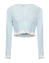 Red Valentino Woman Top Sky Blue Size 6 Silk, Polyester