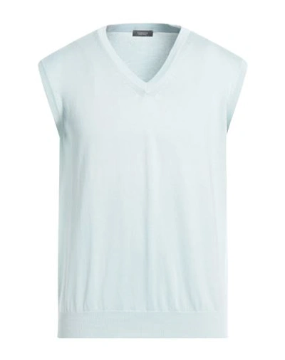 Rossopuro Man Sweater Sky Blue Size 5 Cotton
