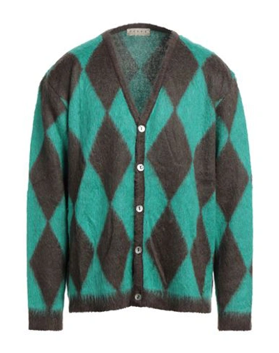 Paura Man Cardigan Emerald Green Size Xxl Acrylic, Polyamide, Mohair Wool