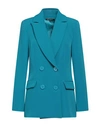 Mirella Matteini Woman Blazer Turquoise Size 6 Polyester, Elastane In Blue