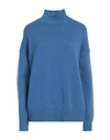 Aragona Woman Turtleneck Light Blue Size 8 Cashmere