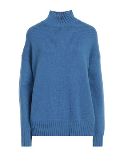 Aragona Woman Turtleneck Light Blue Size 8 Cashmere