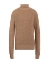 Manuel Ritz Man Turtleneck Camel Size L Acrylic, Wool, Viscose, Alpaca Wool In Beige