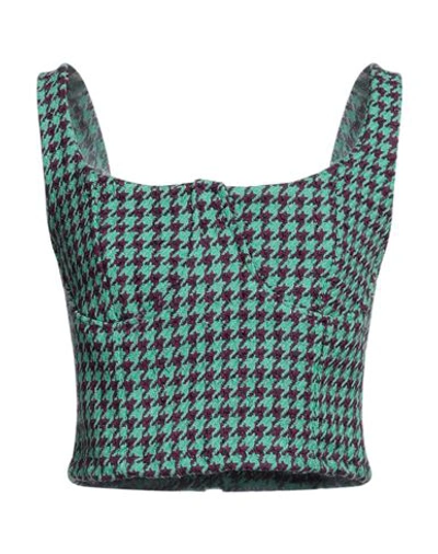 Vanessa Scott Woman Top Green Size S Polyester, Wool