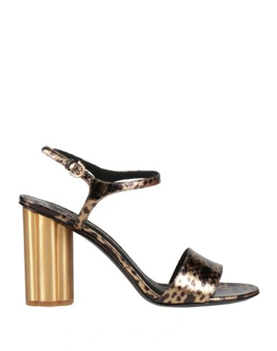 Ferragamo Woman Sandals Gold Size 11 Soft Leather