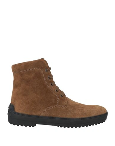 Tod's Man Ankle Boots Camel Size 8 Leather In Beige