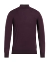 Drumohr Man Turtleneck Plum Size 46 Wool, Silk, Cashmere In Purple