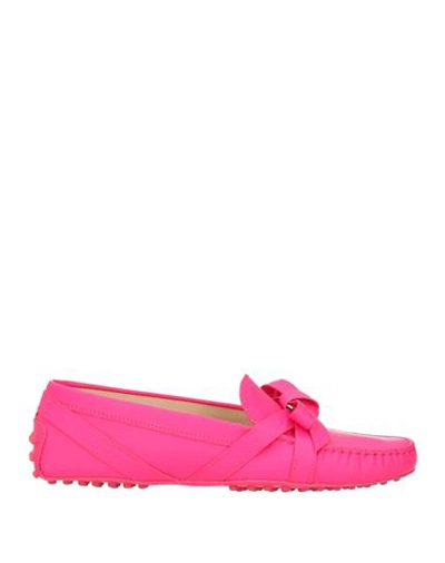 Tod's Woman Loafers Fuchsia Size 4.5 Soft Leather In Pink