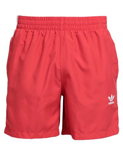 Adidas Originals Man Swim Trunks Red Size Xl Recycled Polyester