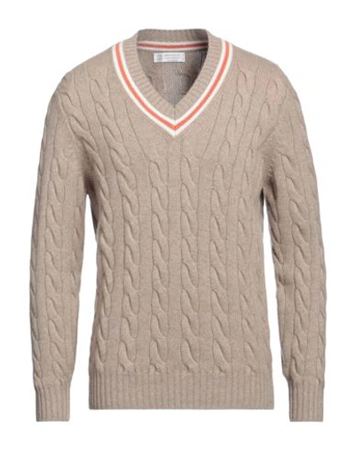 Brunello Cucinelli Man Sweater Light Brown Size 46 Cashmere In Beige