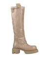 Rick Owens Man Knee Boots Beige Size 11 Soft Leather