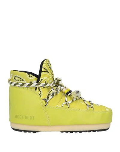 Alanui X Moon Boot Woman Ankle Boots Acid Green Size 6-7 Textile Fibers