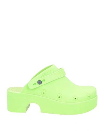 Xocoi Woman Mules & Clogs Acid Green Size 8 Textile Fibers In Green